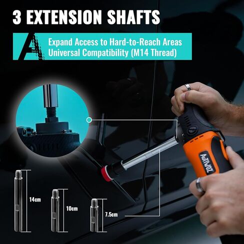 AUTIWOZ Mini Buffer Polisher, Rotary Car Buffer and Polisher Kit 6 Speeds, 1" /2" /3" Base Pads M14 Thread Extension Shaft for Car Boat Sanding Polishing and Waxing, W03 in Kuwait