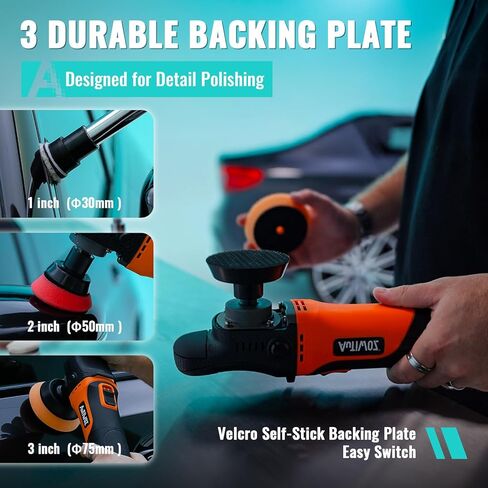 AUTIWOZ Mini Buffer Polisher, Rotary Car Buffer and Polisher Kit 6 Speeds, 1" /2" /3" Base Pads M14 Thread Extension Shaft for Car Boat Sanding Polishing and Waxing, W03 in Kuwait
