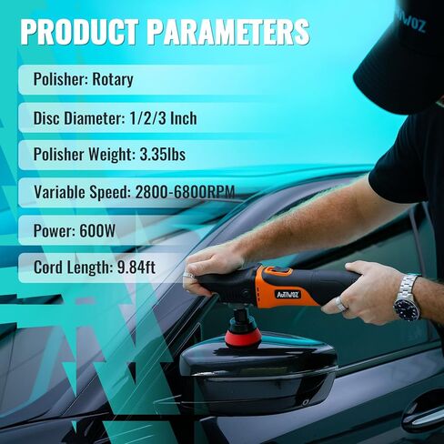 AUTIWOZ Mini Buffer Polisher, Rotary Car Buffer and Polisher Kit 6 Speeds, 1" /2" /3" Base Pads M14 Thread Extension Shaft for Car Boat Sanding Polishing and Waxing, W03 in Kuwait