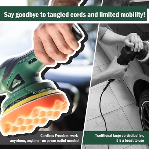 BATOCA - Cordless Car Buffer Polisher - 1pcs 2.0Ah 12V Lithium-ion Rechargeable Battery Powered Brushless Polisher with 6 Variable Speed, DA Orbital Buffer for Car Detailing, Polishing, Waxing in Kuwait