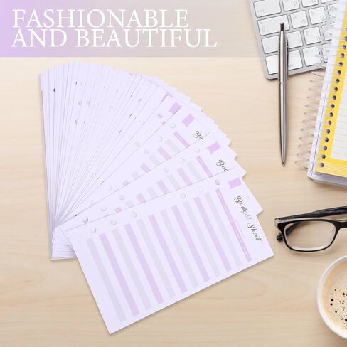 Zerodeko 60pcs Purple Budget Sheets Refillable Planner Inserts Loose Leaf Budget Cards for Household Expense Tracking and Money Management in Kuwait