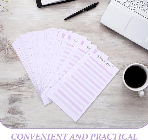 Zerodeko 60pcs Purple Budget Sheets Refillable Planner Inserts Loose Leaf Budget Cards for Household Expense Tracking and Money Management in Kuwait