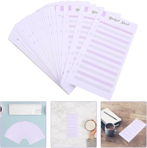 Zerodeko 60pcs Purple Budget Sheets Refillable Planner Inserts Loose Leaf Budget Cards for Household Expense Tracking and Money Management in Kuwait