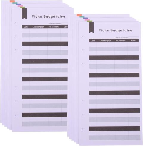 Homoyoyo French A6 Budget Planner Sheets 6-Hole Punch Loose-Leaf Cash Budget Cards 24pcs Daily Expense Tracker Paper for Household and Office Budgeting in Kuwait