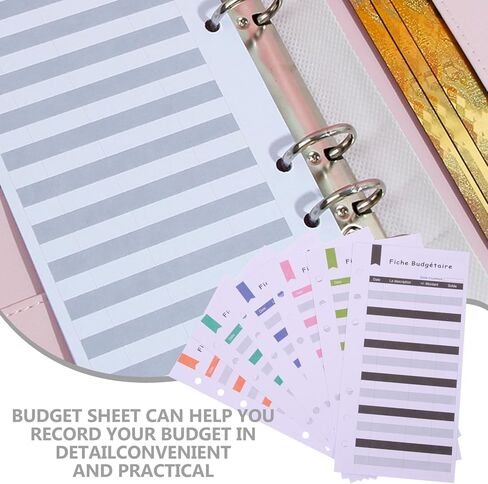 Homoyoyo French A6 Budget Planner Sheets 6-Hole Punch Loose-Leaf Cash Budget Cards 24pcs Daily Expense Tracker Paper for Household and Office Budgeting in Kuwait