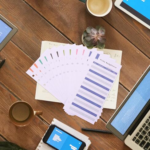 Homoyoyo French A6 Budget Planner Sheets 6-Hole Punch Loose-Leaf Cash Budget Cards 24pcs Daily Expense Tracker Paper for Household and Office Budgeting in Kuwait