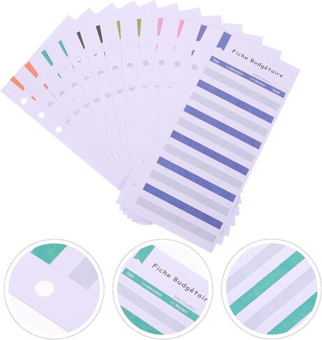 Homoyoyo French A6 Budget Planner Sheets 6-Hole Punch Loose-Leaf Cash Budget Cards 24pcs Daily Expense Tracker Paper for Household and Office Budgeting in Kuwait
