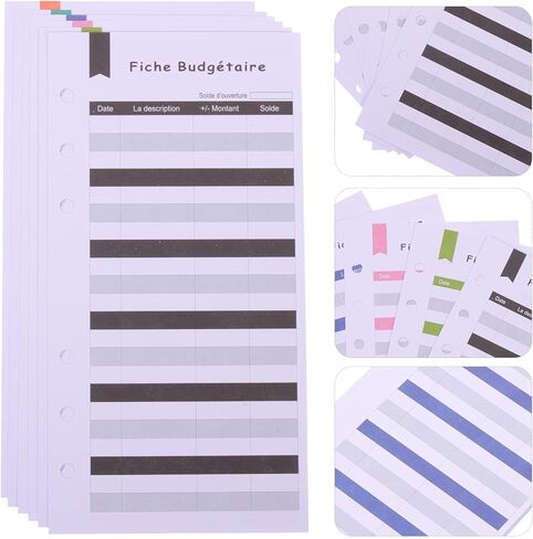 Homoyoyo French A6 Budget Planner Sheets 6-Hole Punch Loose-Leaf Cash Budget Cards 24pcs Daily Expense Tracker Paper for Household and Office Budgeting in Kuwait