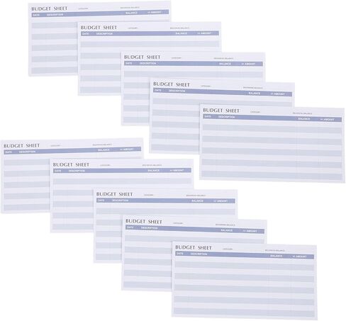 SHOWERORO 20pcs Blue Horizontal Budget Cards Expense Tracking Sheets Household Budget Planner Money Organizer for Personal Finance Management in Kuwait