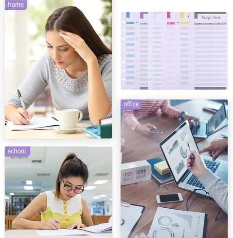 72 قطعة من أوراق الميزانية مقاس A6 من SHINEOFI، ورق دفتر الأستاذ لتتبع النفقات، إعادة تعبئة مخطط النقد بـ 6 فتحات مع 6 ألوان، إمدادات عملية للميزانية لإدارة تمويل المنزل والأعمال in Kuwait