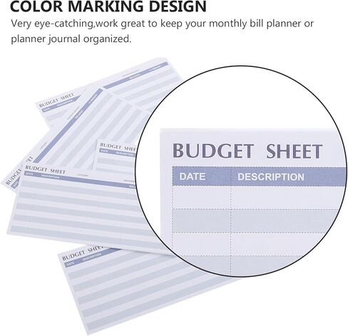 TEHAUX 20pcs Blue Horizontal Budget Planner Cards Creative Expense Tracking Sheets Household Office Budget Paper for Cash Management in Kuwait