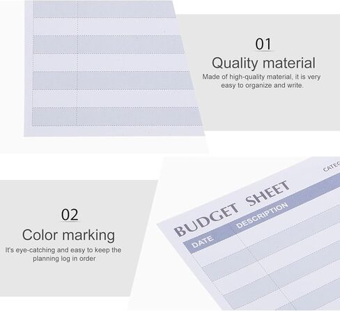 TEHAUX 20pcs Blue Horizontal Budget Planner Cards Creative Expense Tracking Sheets Household Office Budget Paper for Cash Management in Kuwait