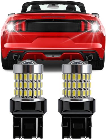 مصابيح إضاءة احتياطية عكسية 7443 W21/5W لسيارة Ford F-150 2018-2020 F-250 F-350 2017-2019 Super Duty - خالية من الأخطاء في Canbus، التوصيل والتشغيل، لا يوجد فلاش مفرط، قوية وفائقة السطوع، حزمة من 2 in Kuwait