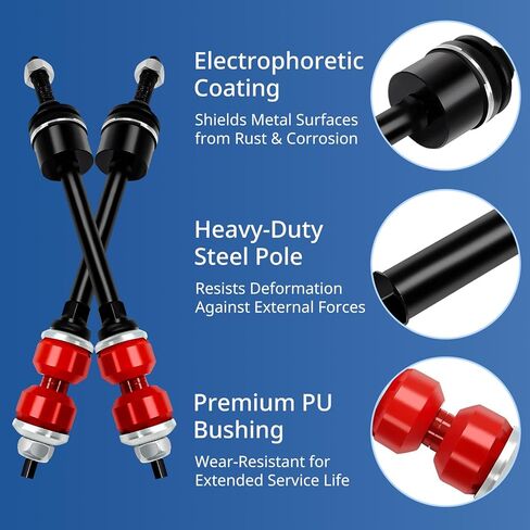 Heavy-Duty Sway Bar End Links Kit with Bushing 55398938AC Front Stabilizer Bar Compatible with 2009-2010 Dodge Ram 1500, 2011-2018 Ram 1500, 2019-2022 Ram 1500 Classic 4WD, Replace 55398938AB in Kuwait