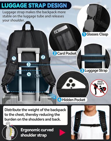 ProEtrade Travel Backpack, Extra Large Laptop Backpack Business Anti Theft TSA Approved College Work Computer Bag Fits 17 Inch Laptop with USB Charging Port for Women Men(Black) in Saudi Arabia