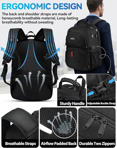 ProEtrade Travel Backpack, Extra Large Laptop Backpack Business Anti Theft TSA Approved College Work Computer Bag Fits 17 Inch Laptop with USB Charging Port for Women Men(Black) in Saudi Arabia