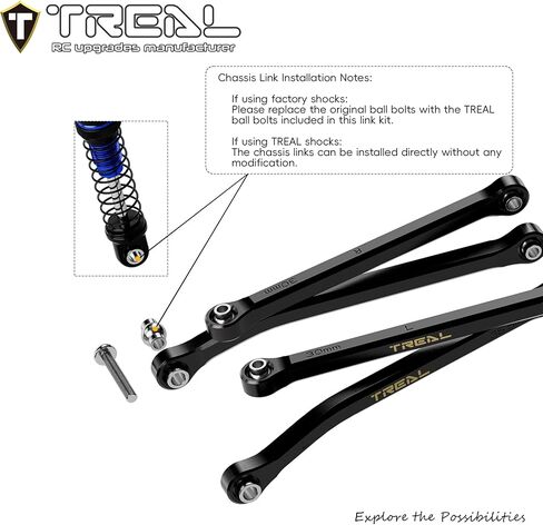 Treal Brass High Clearance Chassis Links(8P) Set for Axial SCX30 in Kuwait