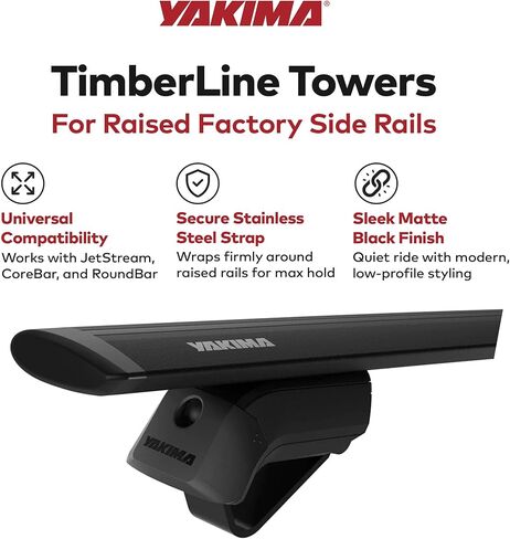 Yakima 4 Pack Roof Rack Towers, Rooftop Rail Accessories for Extended Cargo Capacity, Compatible w/Vehicles w/Raised Side Rails, Timberline Towers in Kuwait