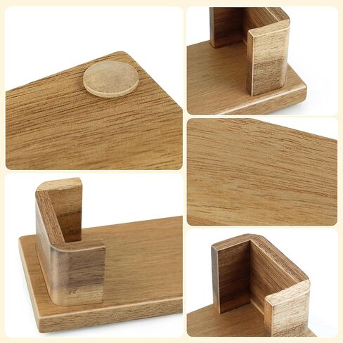 Business Card Holder for Desk, Acacia Wood Desktop Name Card Display Stand & Office Desk Accessories for Office Home Tabletop Exhibition in Kuwait