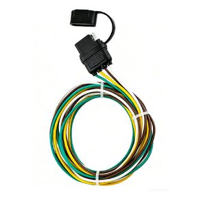 4 دبوس موصل مقطورة 14AWG سلك نحاسي نقي 25 بوصة، موصل نهاية مقطورة مسطح بأربعة اتجاهات مع غطاء غبار، جانب المقطورة 4 شقوق مقطورة قابس توصيل أسلاك توصيل للمركبة/UTV in Kuwait