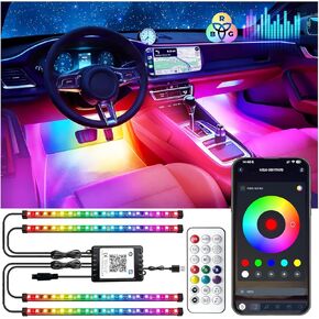 RGB-IC سيارة LED USB أضواء الشريط الداخلي مع جهاز التحكم عن بعد، حلم لون السيارة المحيطة الإضاءة التطبيق التحكم، متعدد الألوان Footwell تحت اندفاعة مطاردة داخل مجموعات الضوء للسيارات ATV شاحنة، DC12V in Kuwait