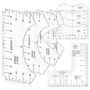 9 PCS Tshirt Ruler Guide Left Chest Logo Placement Tool for Center Vinyl, Transparent V-Neck/Round, Alignment, Heat Press, Children Youth Adult, Front and Back Measurement(TT-04) in Saudi Arabia