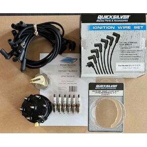 OEM V6 4.3L Mercruiser Thunderbolt IV V طقم ضبط الإشعال غطاء موزع الأسلاك / شمعات الإشعال الدوارة 4.3L خدمة منتصف الليل البحرية (1985-1996 IV Thunderbolt "قصيرة" شمعات الإشعال المداس) in Kuwait