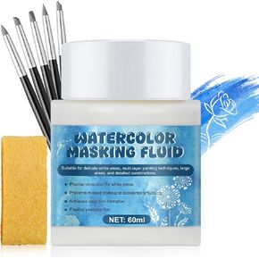 2 Oz Watercolor Masking Fluid, Liquid Masking for Painting, Includes Silicone Pen and Eraser, Suitable for Artists and Beginners to Work on Art Projects in Saudi Arabia