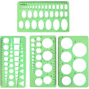 4PCS Plastic Circle and Oval Templates - Clear Green Measuring Templates for Drawing and Formwork Projects in Saudi Arabia