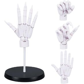 UNICRAFTALE Flexible PVC Plastic Hand Figure with Articulated Joints for Artists Drawing Mannequin with Round Base White Hand Model for Sketching Painting Jewelry Display Home Desk Decor in Saudi Arabia