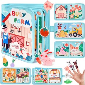 JoyCat Farm Busy Book for Toddlers 1-3, 21-in-1 Montessori Toy, Busy Travel Quiet Book, Birthday Gift for 1-3 Year Old in Kuwait