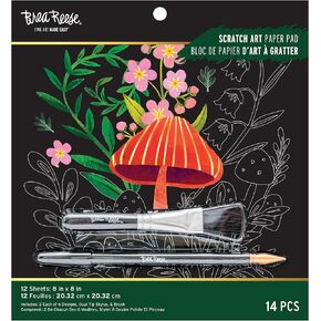 Brea Reese: Scratch Art Paper Pad - Under the Sea - 12 Sheets, 6 Guided Designs, Metallic Accents, Dual-Tip Stylus & Brush, 8x8 Pages, Adult Craft in Saudi Arabia