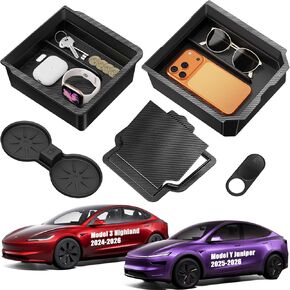 XINTUO Tesla Model Y Juniper 2025 2026 & Model 3 Highland 2024 2026 صينية تنظيم وحدة التحكم المركزية [تنزلق بسلاسة + سهولة التركيب] حامل أكواب لملحقات Tesla Model Y Juniper in Kuwait