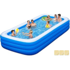 Extra Large Inflatable Swimming Pool - 145" X 74" X 22" Oversized Thickened Blow Up Pool for Kids and Adult, Kiddie Pool for Backyard, Easy Setup & Portable in Kuwait