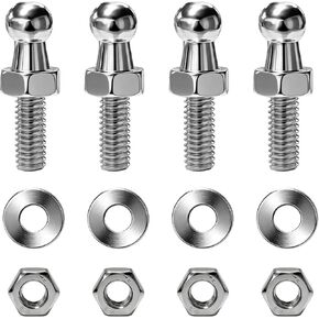 4 PCS 10mm Ball Studs for Car, M6 Vehicle Ball Screws x 1/2" Long Shank with Mounting Hardware, Heavy Duty 6MM Thread Studs for Gas Struts Lift Support, Car Accessories (Black) in Kuwait