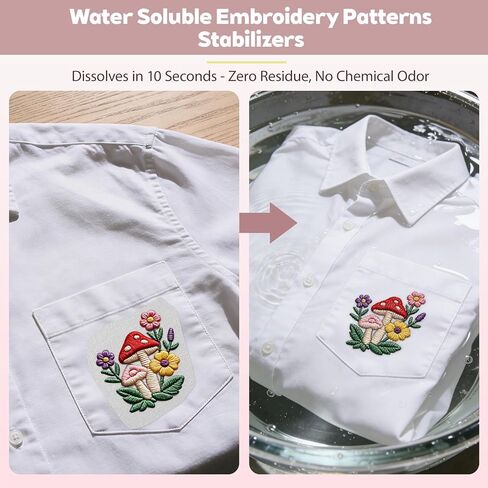 CLRDIVA Hand Embroidery Kit for Clothes: 120 Trendy Designs Flower Embroidery Patterns Stick and Stitch Transfers - Stamped Water Soluble Stabilizers for Adult Experienced Crafters DIY T-Shirts Jeans in Kuwait