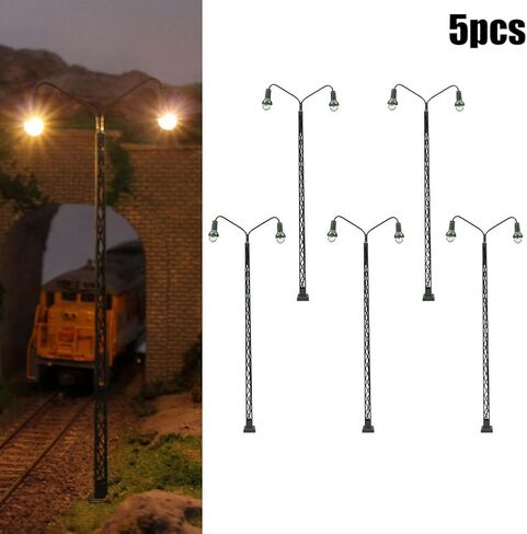5Pcs Model Railway Train Model Street Lights LED Lattice Mast Light for Model Railroad HO Scale Layouts 3V DC/AC 20mA with Resistors in Kuwait