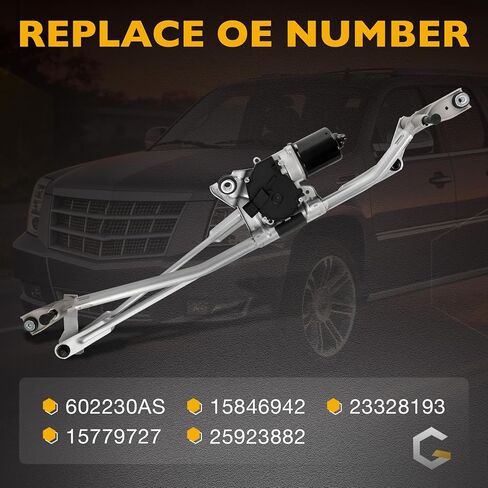 Gledewen 602-230AS محرك ممسحة الزجاج الأمامي ومجموعة الربط متوافقة مع 07-14 كاديلاك إسكاليد / 07-13 شيفروليه سيلفرادو / 07-14 جي إم سي سييرا 1500/2500 HD/3500 HD استبدال 602230AS 15846942 in Kuwait