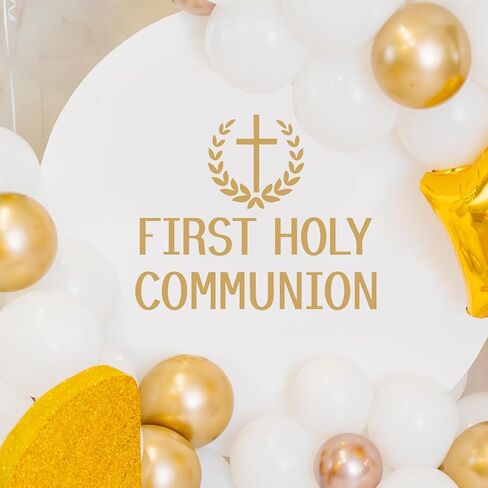 First Holy Communion Vinyl Decal for Balloon Arch- Baby Baptism Party Background Decor Balloon Arch Decal for Communion Celebration First Holy Communion Party Supplies in Kuwait