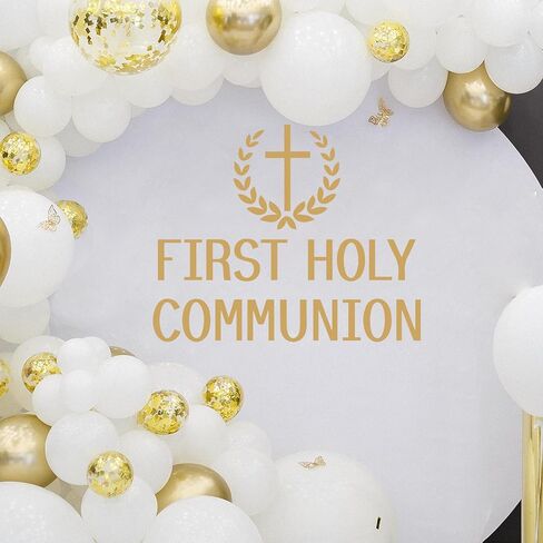 First Holy Communion Vinyl Decal for Balloon Arch- Baby Baptism Party Background Decor Balloon Arch Decal for Communion Celebration First Holy Communion Party Supplies in Kuwait