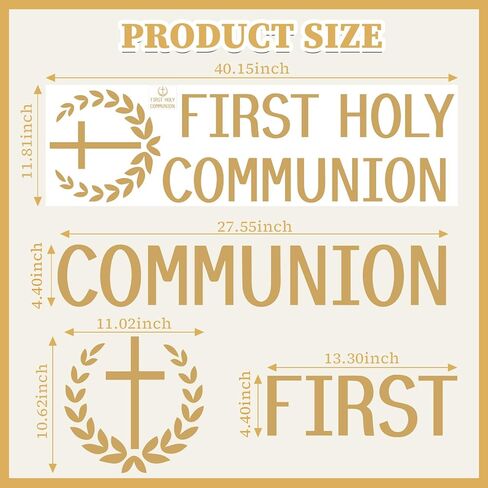 First Holy Communion Vinyl Decal for Balloon Arch- Baby Baptism Party Background Decor Balloon Arch Decal for Communion Celebration First Holy Communion Party Supplies in Kuwait
