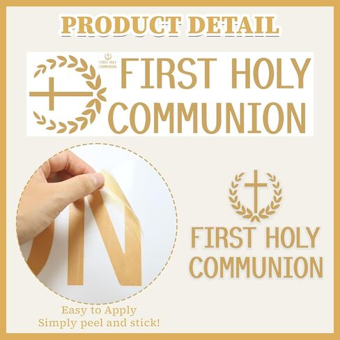 First Holy Communion Vinyl Decal for Balloon Arch- Baby Baptism Party Background Decor Balloon Arch Decal for Communion Celebration First Holy Communion Party Supplies in Kuwait