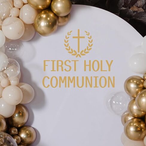First Holy Communion Vinyl Decal for Balloon Arch- Baby Baptism Party Background Decor Balloon Arch Decal for Communion Celebration First Holy Communion Party Supplies in Kuwait