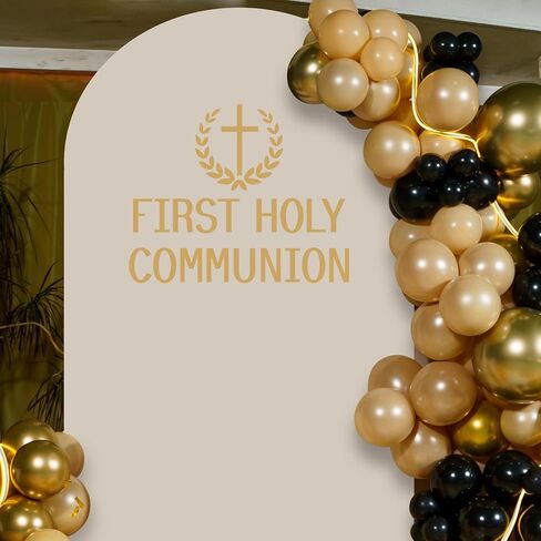 First Holy Communion Vinyl Decal for Balloon Arch- Baby Baptism Party Background Decor Balloon Arch Decal for Communion Celebration First Holy Communion Party Supplies in Kuwait
