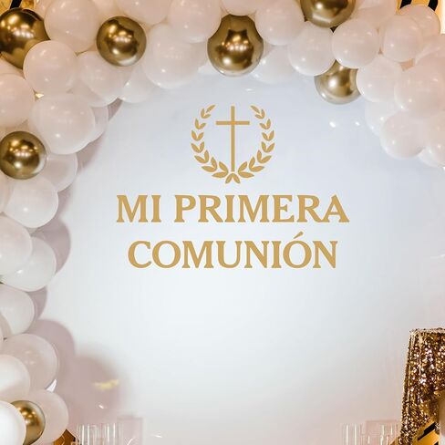 Mi Primera Comunión Vinyl Decal for Religious Baby Shower Backdrop First Communion Wall Sticker Baby Baptism Party Decorations in Kuwait