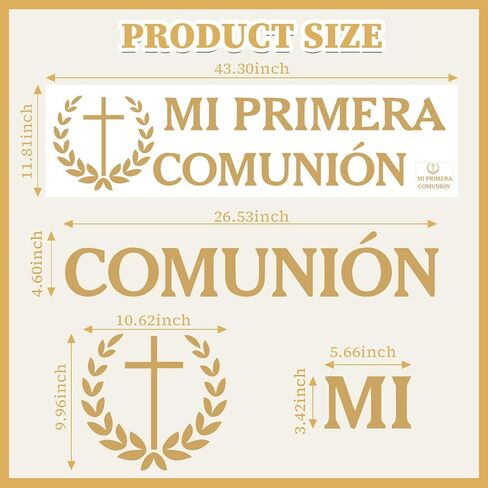 Mi Primera Comunión Vinyl Decal for Religious Baby Shower Backdrop First Communion Wall Sticker Baby Baptism Party Decorations in Kuwait