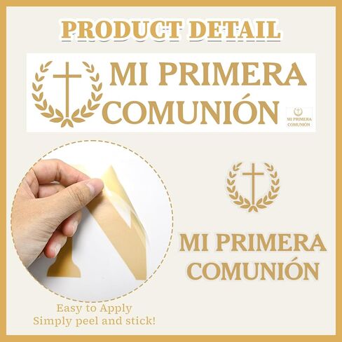 Mi Primera Comunión Vinyl Decal for Religious Baby Shower Backdrop First Communion Wall Sticker Baby Baptism Party Decorations in Kuwait