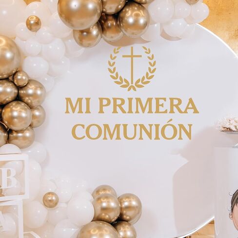 Mi Primera Comunión Vinyl Decal for Religious Baby Shower Backdrop First Communion Wall Sticker Baby Baptism Party Decorations in Kuwait