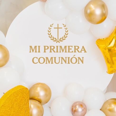 Mi Primera Comunión Vinyl Decal for Religious Baby Shower Backdrop First Communion Wall Sticker Baby Baptism Party Decorations in Kuwait