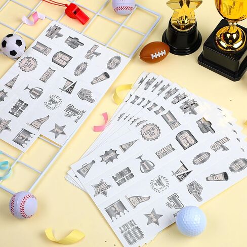 Landhoow 240 Pcs Silver Team Spirit Tattoos Temporary Glitter Go Team Tattoos School Field Day Camp Spirit Day Accessories Football Cheer Stickers for Pep Rally Supplies Color Accessories in Saudi Arabia